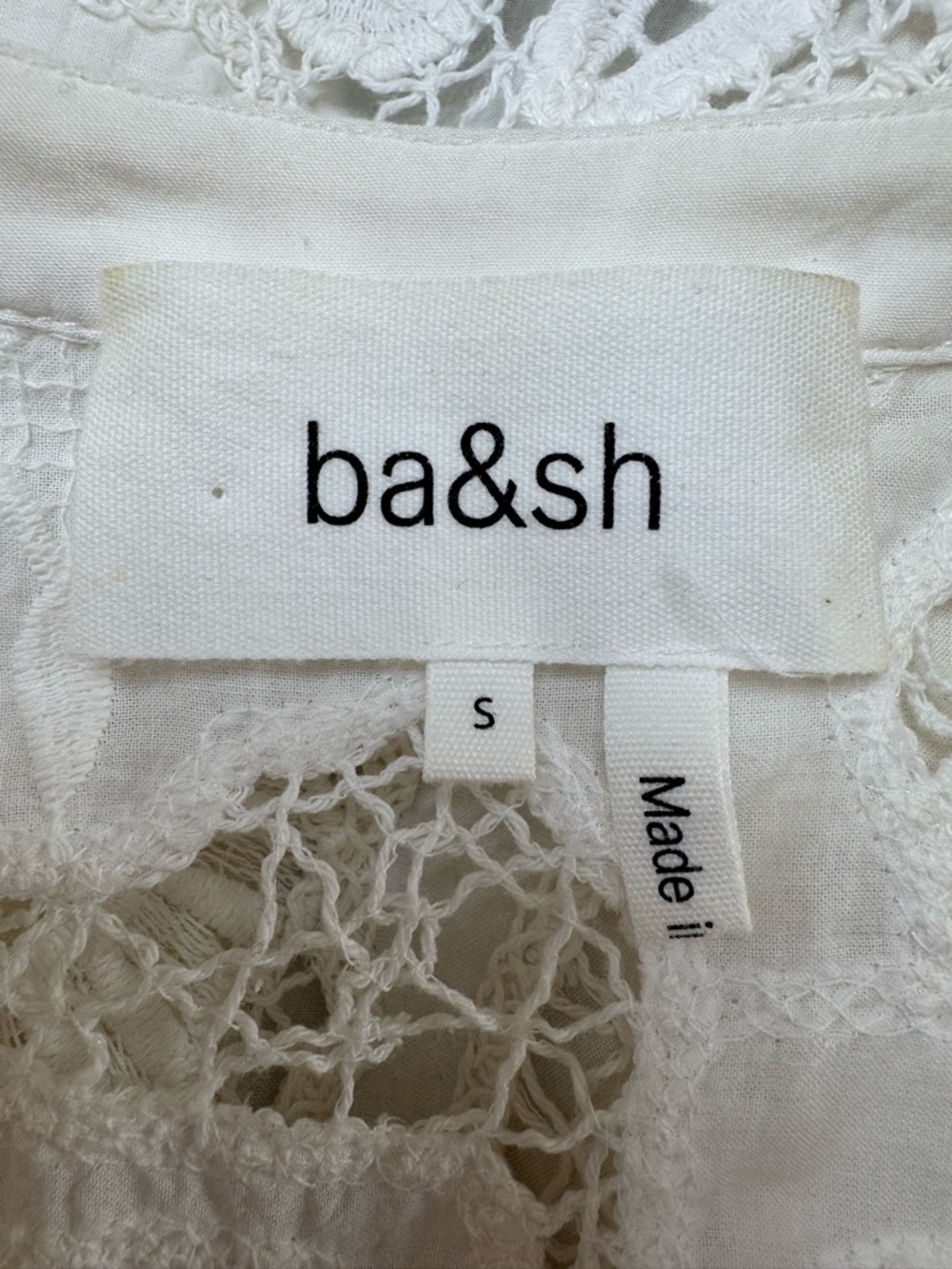 BA&SH Irkin Guipure Lace White Short Sleeve Button Down Blouse Small $230 - Picture 10 of 16